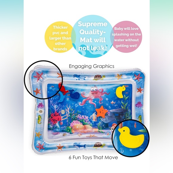 Kids Inflatable Tummy Time Premium Water Mat - Picture 3 of 8